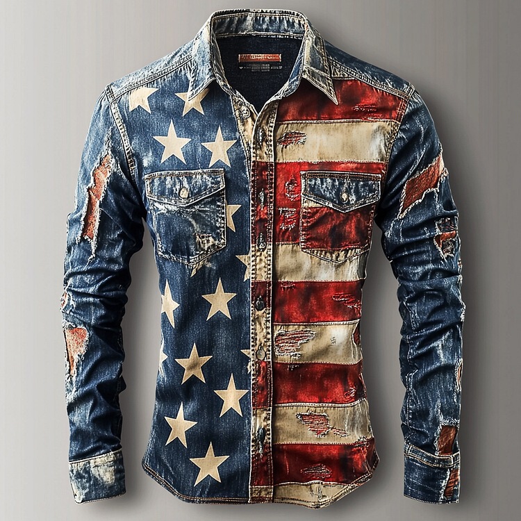 European and American 2024 Cross-border Independent Station Men's Casual Printed Loose Comfortable Top Shirt