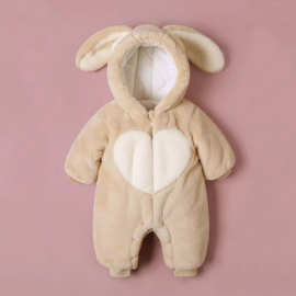 婴儿防寒连体衣外穿毛毛衣超厚加绒夹棉男女宝宝衣服冬季加厚爬服