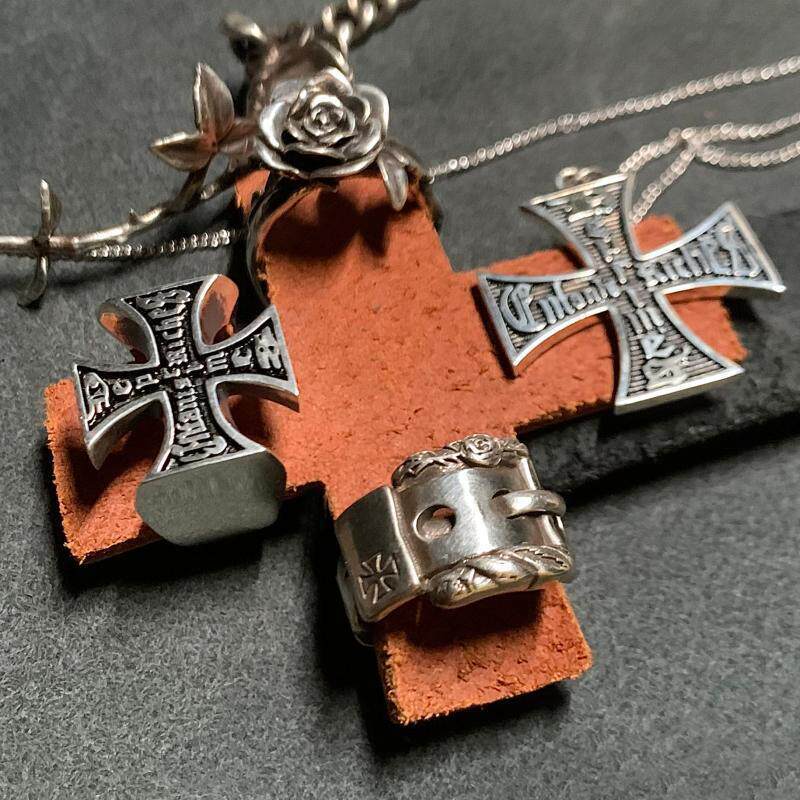 Never Sleep Erd Style Heavy-Duty Vintage Rose Cross Design Ring Retro Niche Ring