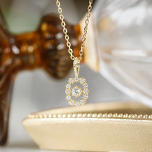 敦丽珠宝新款s925银椭圆满钻日系轻奢简约个性百搭项链锁骨链女