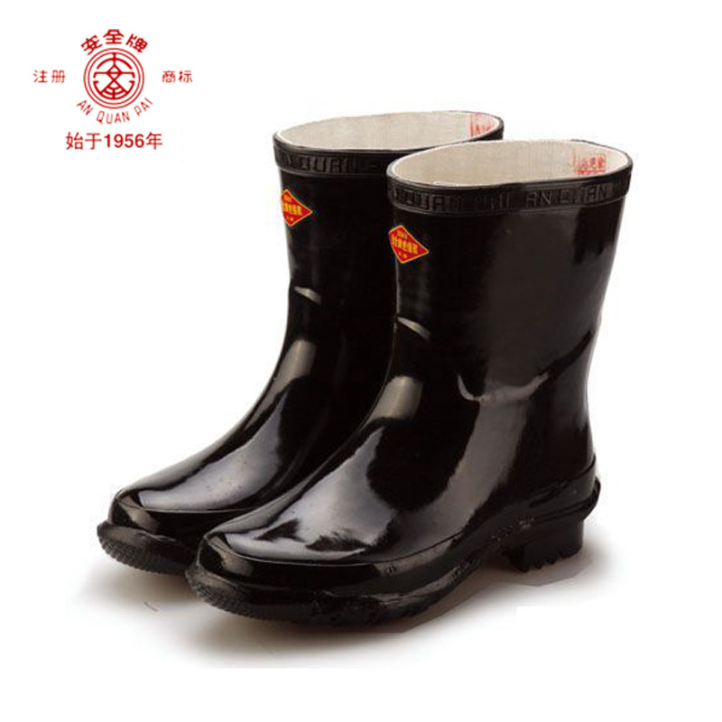 ANQUAN/安全牌30KV绝缘靴ZX030橡胶黑色工作电压20kV防滑耐磨绝缘