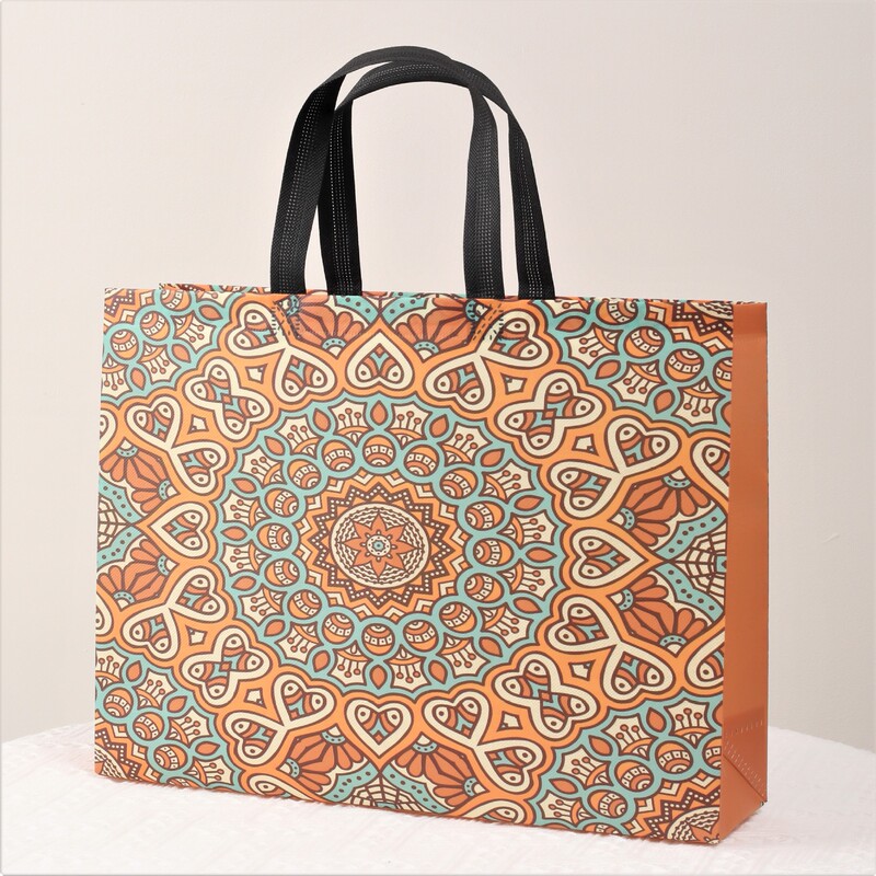 Nordic Mandala non-woven handbag customized printing logo clothing advertising shopping bag color film Non-Woven
