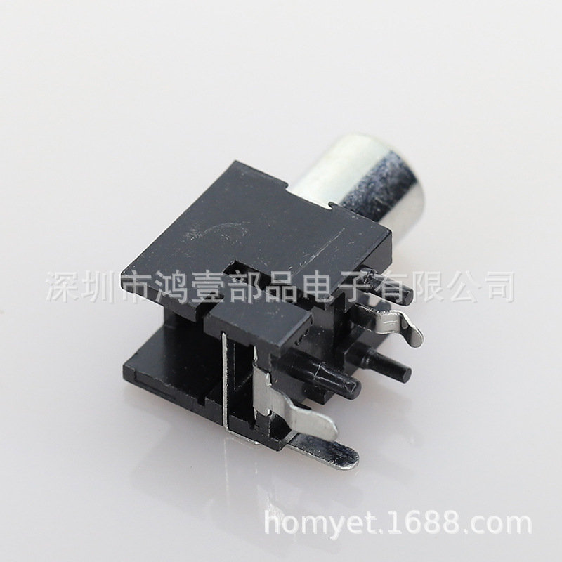 Hongyi Parts Rca Jack 3-Pin with Positioning Av Socket Black with Switch Video Socket