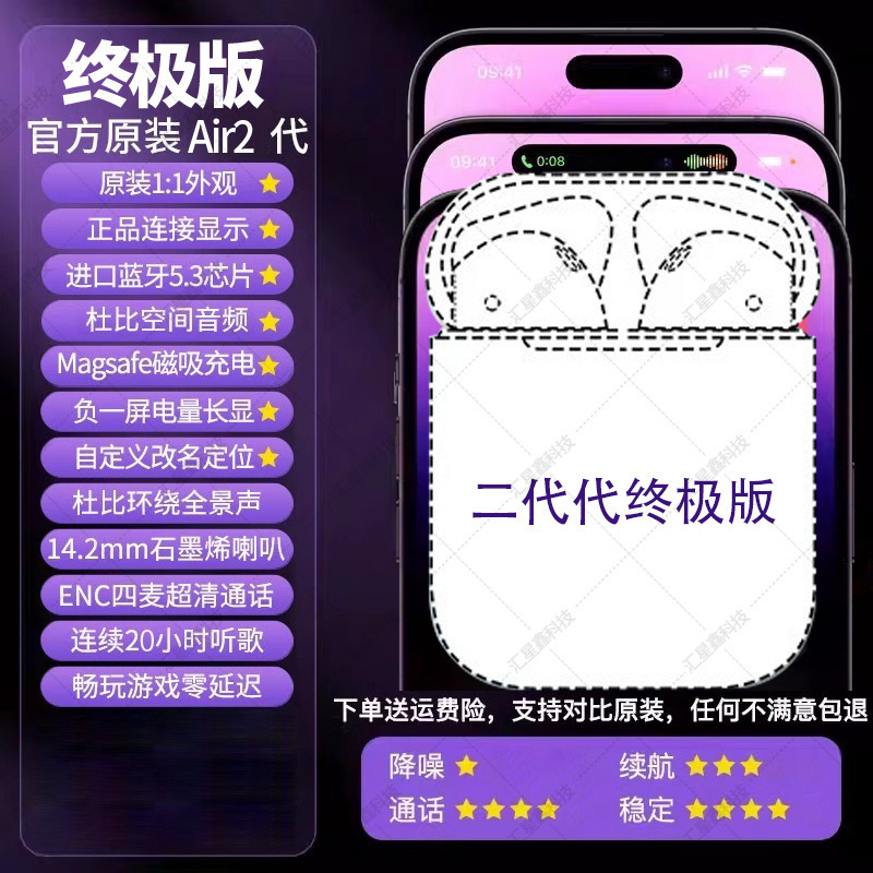 2025新款蓝牙耳机 华强北pro2蓝牙耳机适用苹果原装主动降噪耳机|undefined