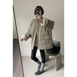 设计棉衣棉服拼接羊羔工装加厚外套保暖冬季新款克服棉袄其他