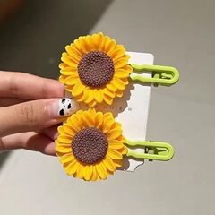 ひまわりヘアピン甘くてかわいい漫画の花のヘアピン新しい女の子の髪の切れ毛海辺前髪帽子サイドクリップ