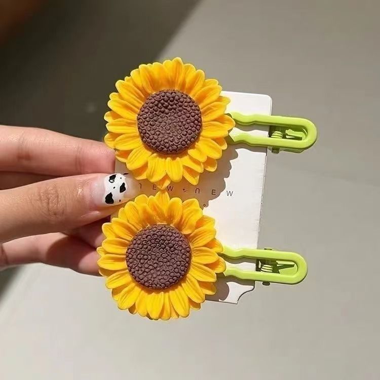 ひまわりヘアピン甘くてかわいい漫画の花のヘアピン新しい女の子の髪の切れ毛海辺前髪帽子サイドクリップ|undefined
