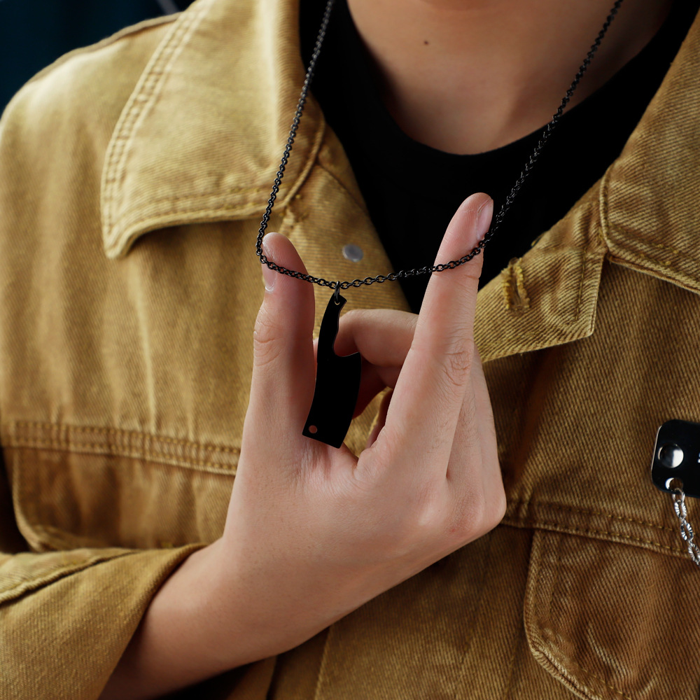 Exaggerated Kitchen Knife Stainless Steel Necklace Plating Stainless Steel Necklaces_colorza_4