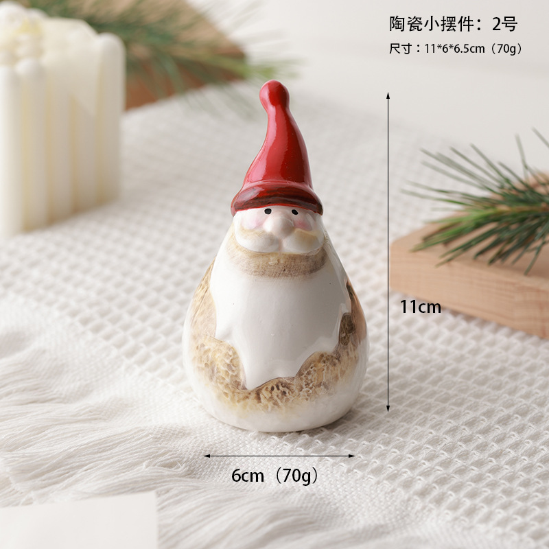 Buscando madera, nuevos productos transfronterizos, adornos de cerámica retro navideños, mesa de alce de muñeco de nieve para ancianos, decoración de luces, regalos