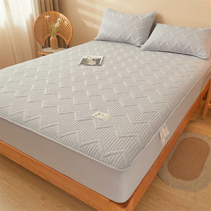 Cubierta de cama al por mayor de una sola pieza 2024 nuevo estilo de color sólido todo incluido cubierta de cama cubierta protectora de colchón original cubierta impermeable acolchada