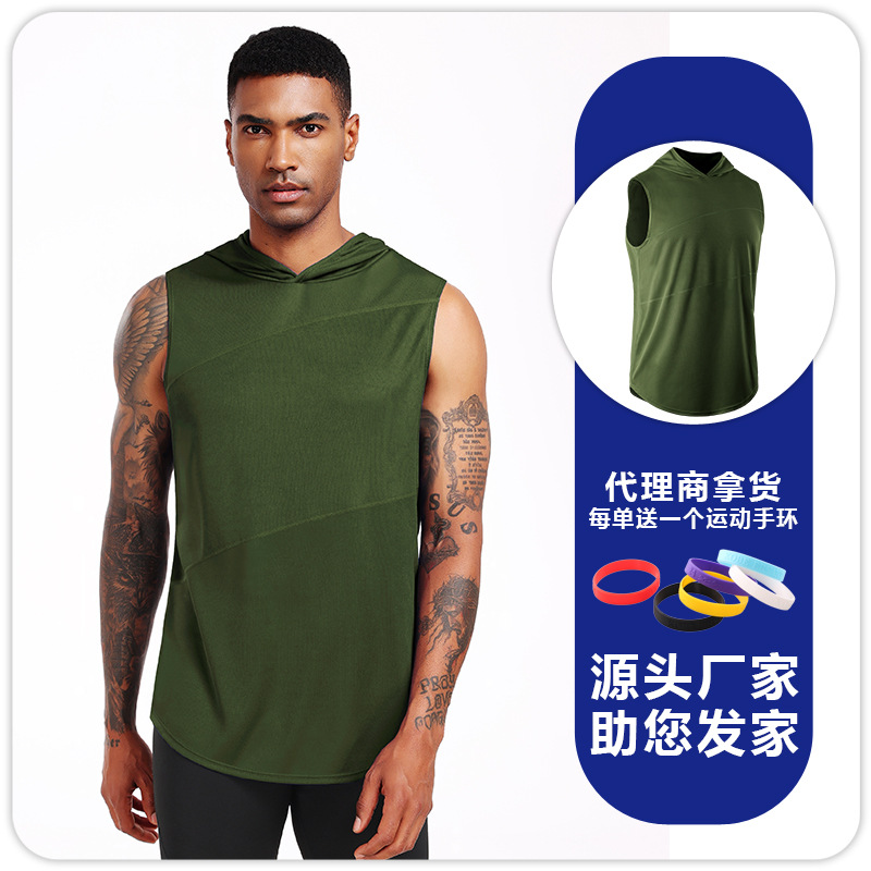 Ropa de ejercicios suelta con capuzas para hombres baloncesto correr ropa deportiva casual malla transpirable secado rápido chaleco muscular