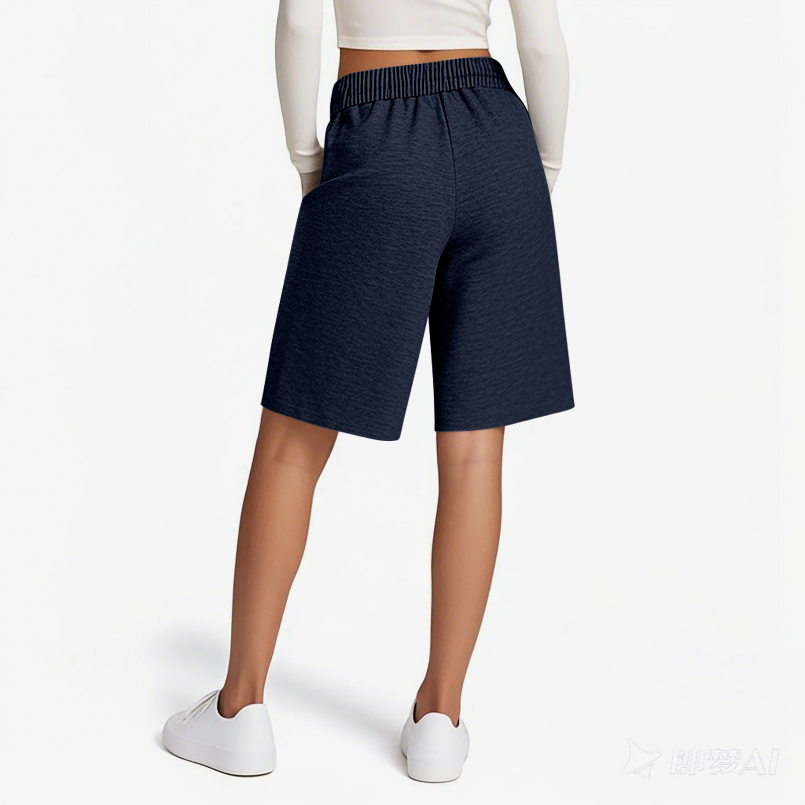 Loose Fit Women's Shorts Elastic Waist Solid Colour Casual Style_voghion.com