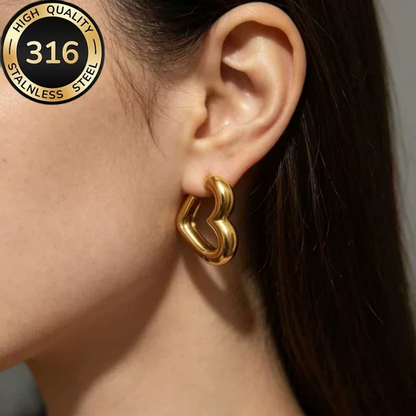 Cross-Border High-Quality 316L Stainless Steel Heart-Shaped Ear Cuffs with a High-End, Trendy, Versatile, and Minimalist Style