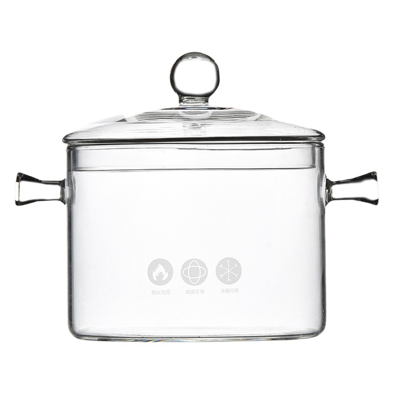 Olla de vidrio borosilicato olla de fuego abierto hogar estofado transparente olla de gas estufa de cerámica eléctrica olla de fideos instantáneos olla de sopa resistente a altas temperaturas
