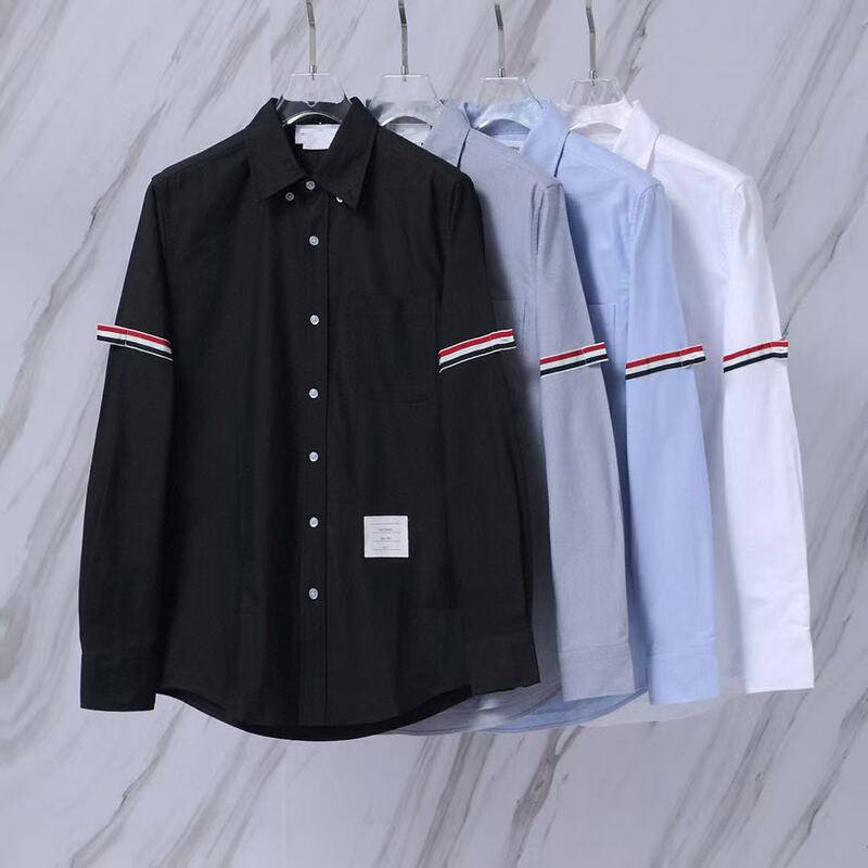 TB long-sleeved shirt series large collection Oxford woven poplin men's and women's same simple shirt bottoming top coat fashion