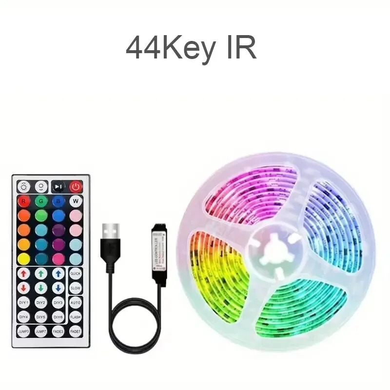 Kit de tiras de luz LED RGB de 5V inteligentes con control remoto wifi para mayoristas, tiras de luz coloridas para fondo de TV y luz de ambiente.