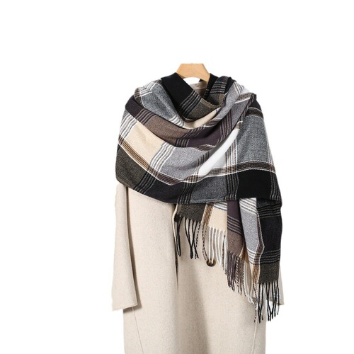 European and American Fashion Classic Color Grid Scarf for Women Autumn and Winter Warmth Preservation Fake Cashmere Scarf for Men and Women Same Style Factory