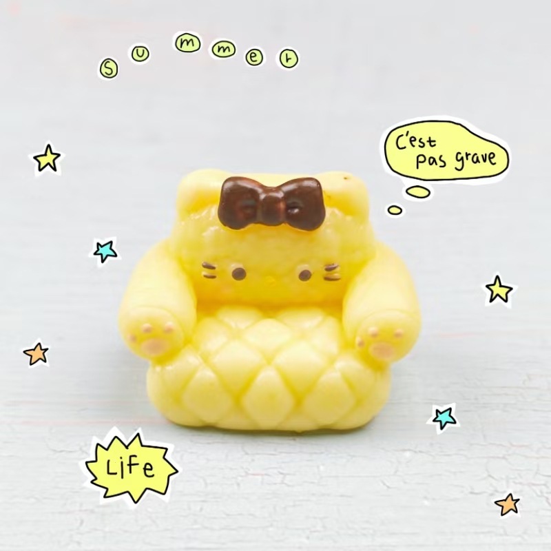 创意新品立体可爱沙发小猫奶油胶diy饰品卡通创意小摆件装饰配件|undefined