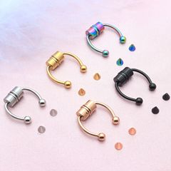 Foreign trade stainless steel electroplated double-pointed magnet fake nose ring magnetic iron stone horseshoe non-perforated nose hoop jewelry wholesale