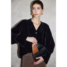 真丝丝绒衬衫女2025秋冬内搭外穿V领纯色长袖休闲百搭桑蚕丝上衣