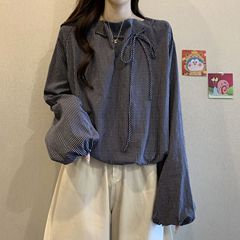 品牌外贸～剪标专柜条纹长袖衬衫秋季巨好看小衫显瘦遮肚上衣女