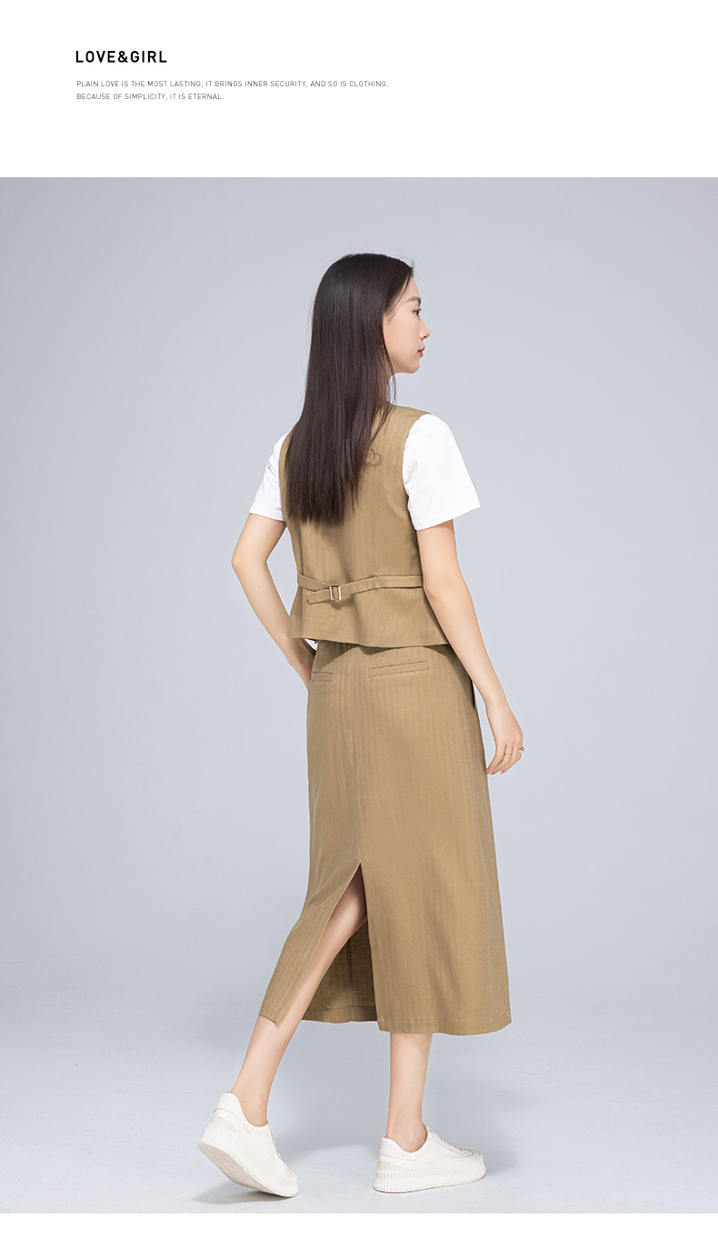 Áo vest gile nữ ngắn tay phong cách cổ điển chất liệu lanh Tencel — Gai Thật Màu chi tiết 23