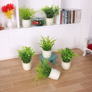 Dollhouse娃娃屋迷你绿植物盆栽仿真吊兰花盆景模型客厅阳台摆件