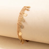 Brand golden ankle bracelet with tassels, punk style, European style, simple and elegant design, boho style
