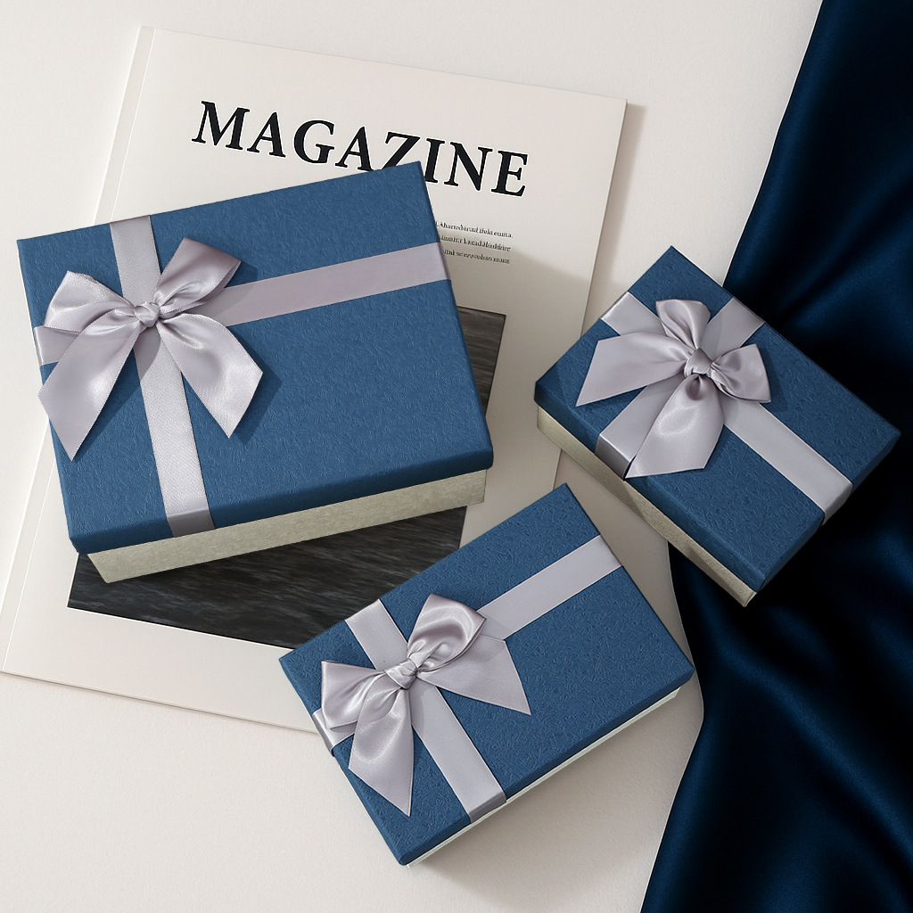 Caja de embalaje de la cubierta del cielo azul, lápiz labial, perfume, caja de regalo de maquillaje, tarjeta de regalo de San Valentín, caja de regalo de arco image 3