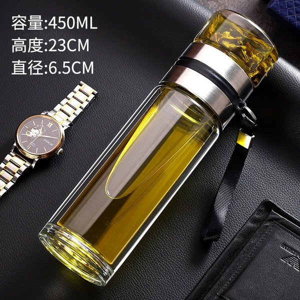 Steel color 450ml high borosilicon dual -layer