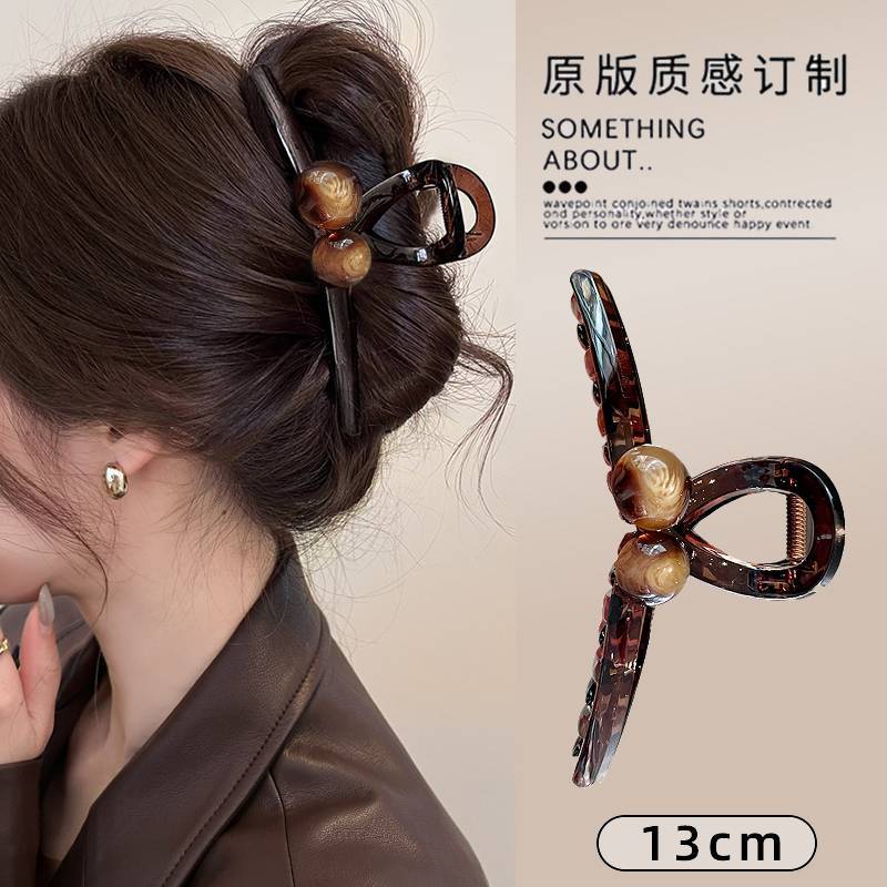 亚克力大号抓夹女2024新款高级感鲨鱼夹发夹后脑勺美拉德发抓冬日