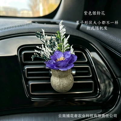 Dried Flower Car Air Freshener: Car Perfume Aromatherapy - purple-silver-bell-flower-gulu-guo-car-style-free-essential-oil