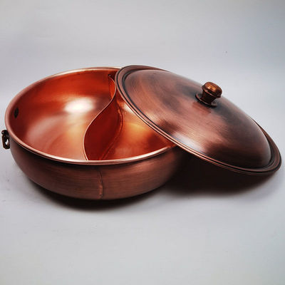 Copper pots Copper hot pot Electromagnetic furnace Gas Hot Pot two-flavor hot pot thickening Copper Hot Pot, Mongolian Style household Manufactor Direct selling
