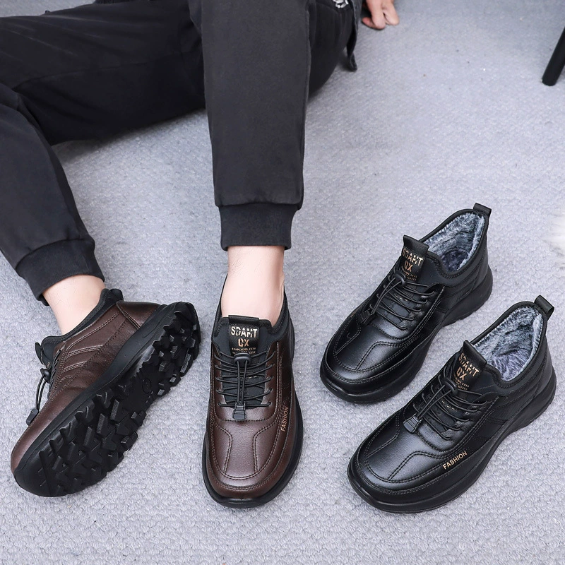 Demi-season shoes, fleece keep warm non-slip slip-ons platform, sports boots for leisure, for middle age