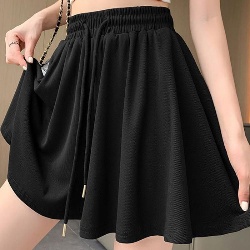 Ice Silk Shorts for Women 2023 Summer Thin High-Waisted Casual Pants Slimming A-Line Wide-Leg Pants Lightweight and Elegant