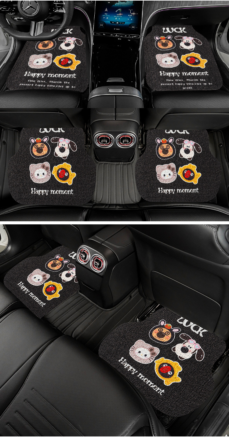 General Motors Floor Mats for Girls, Cartoon Cute Car Interior Mud Scraping Foot Mats, Wire Rings, Non-Slip and Anti-Dirty Floor Mats