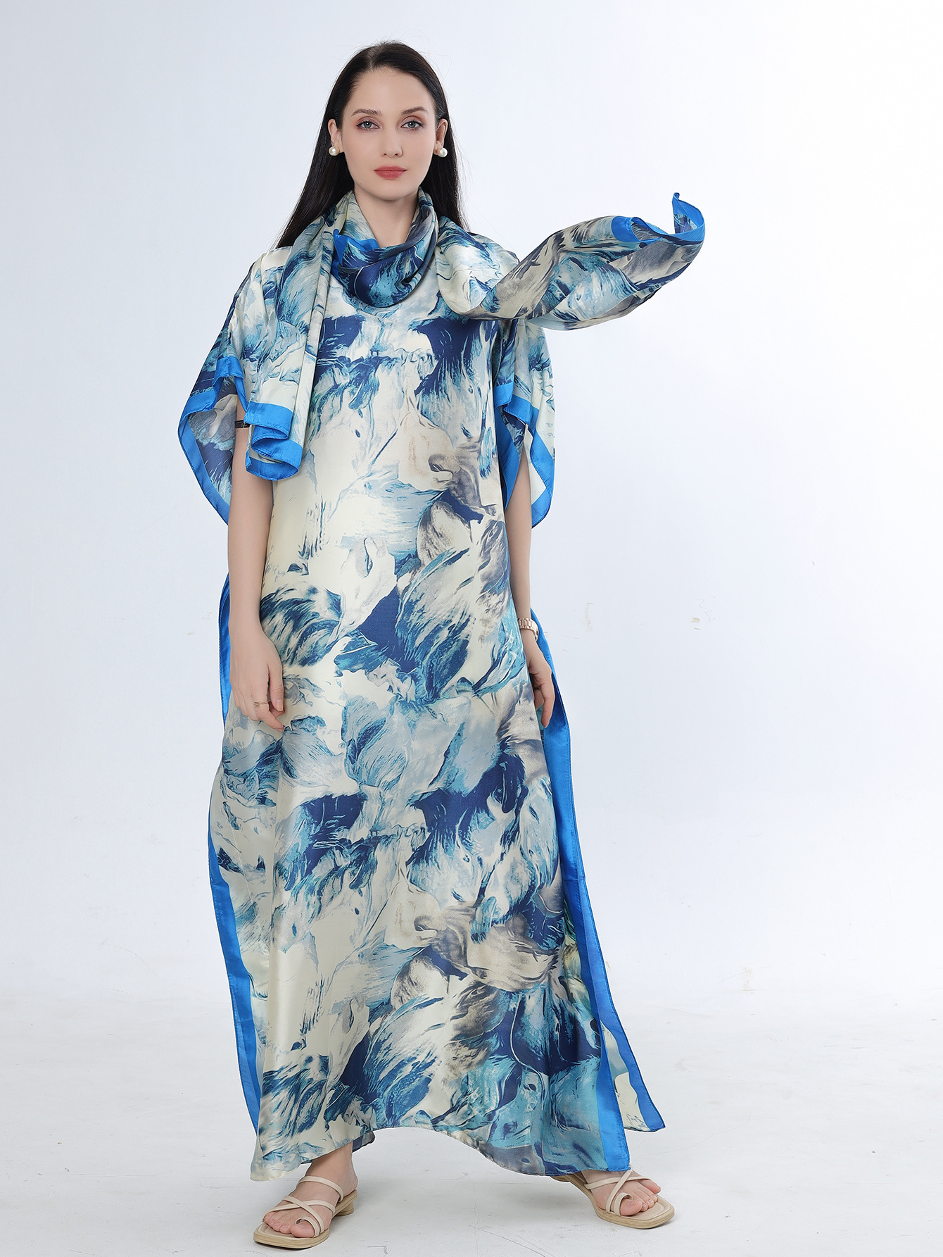 2025 primavera y verano nuevo Amazon venta rápida ropa malaya camisa de arena imitación seda brocado ropa de protección solar de vacaciones de playa