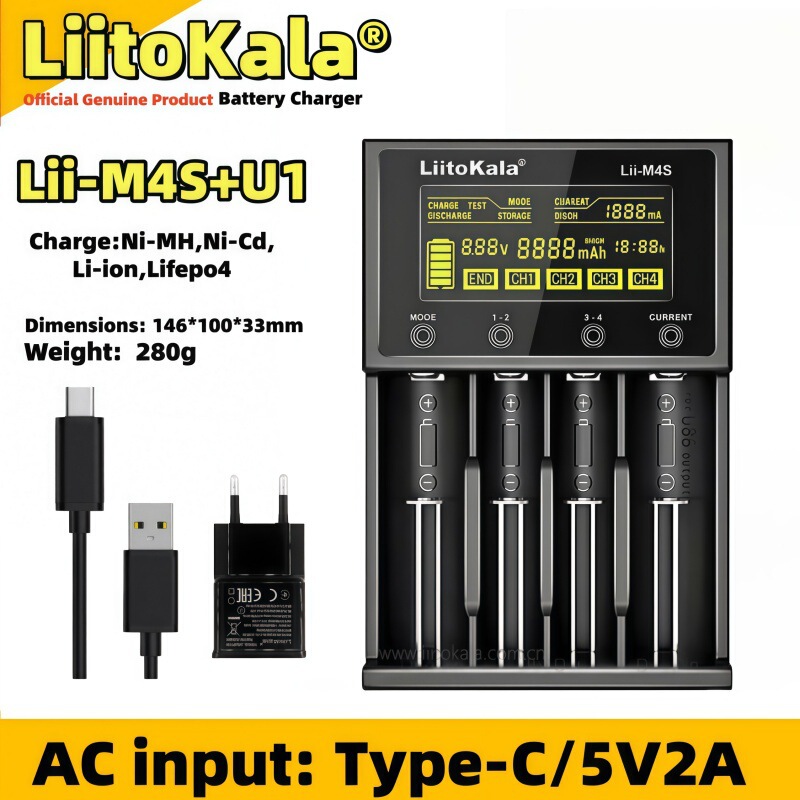 Cross-Border Supply Liitokala Lii-M4S with Split Capacity Lcd Display 18650 26660 Charger Cross-Border Supply Liitokala Lii-M4S with Split Capacity Lcd Display 18650 26660 Charger