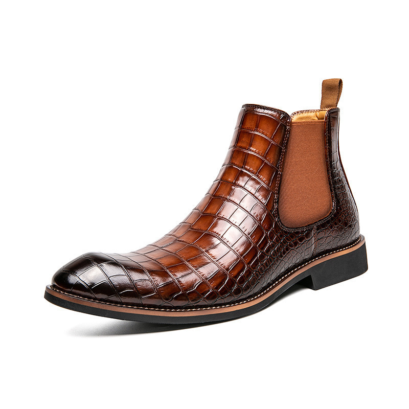 2024 otoño y invierno zapatos masculinos retro tendencia Chelsea botas de cuero de alta altura botas de vaqueros de moda europea y americana image 8