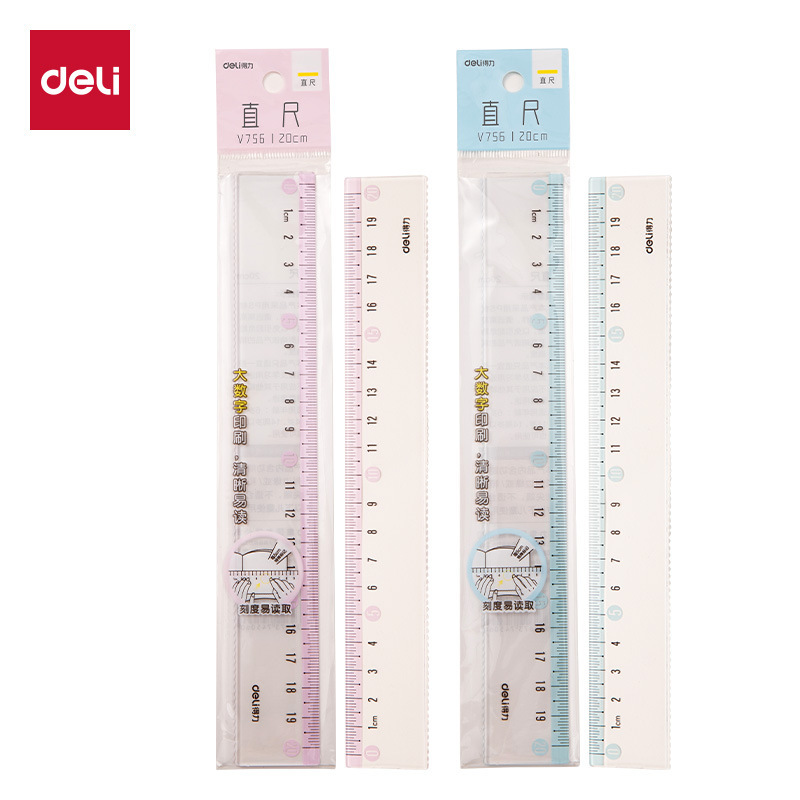 Deli V755 V756 Fashion Color Series Plastic Ruler Student Stationery Drawing Tool Scale Ruler Deli V755 V756 Fashion Color Series Plastic Ruler Student Stationery Drawing Tool Scale Ruler