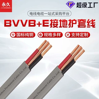 跨境供应BVVB+E接地护套电线电缆导线批发 2.5平方电缆线加工定制