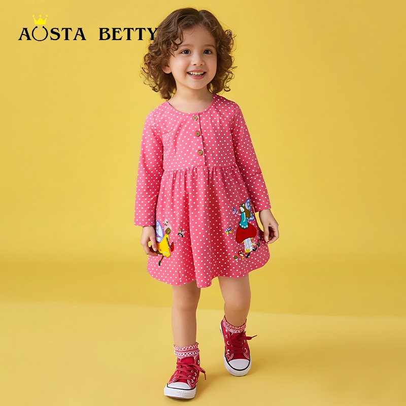 2026 Autumn New Style Girls' Dress, Cute Embroidered Princess Dress, Knitted Cotton Dress for Toddlers and Babies, Dropshipping Available