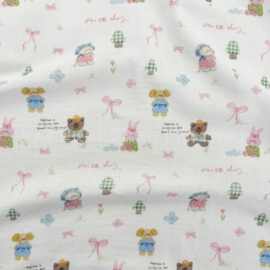双层纱布纯棉拉毛卡通布料手工服装包包书衣全棉面料棉布甜趣童画
