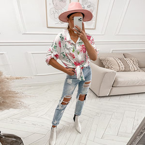 product - wholesale Autumn Floral Print Long Sleeve Cardigan Single Breasted Loose Casual Shirt Women - 5