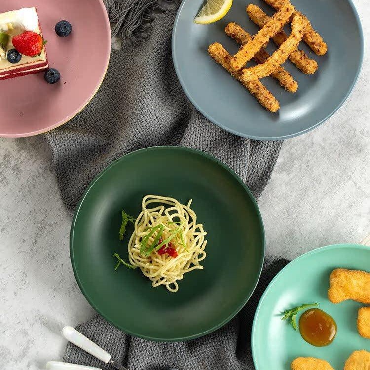 Factory direct selling Nordic tableware suit soup plate direct selling deep luxury solid color matte plate dish household dining table