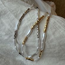 新款ins长条仿异形巴洛克珍珠项链女异形直播货源小众百搭锁骨链