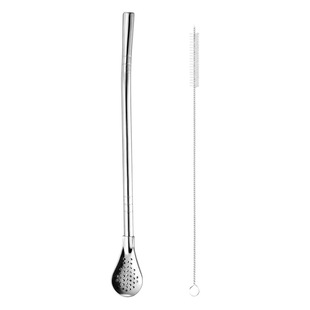 304 stainless steel straw colander creative dual-use Madai spoon milk tea coffee drink stirring filter straw spoon