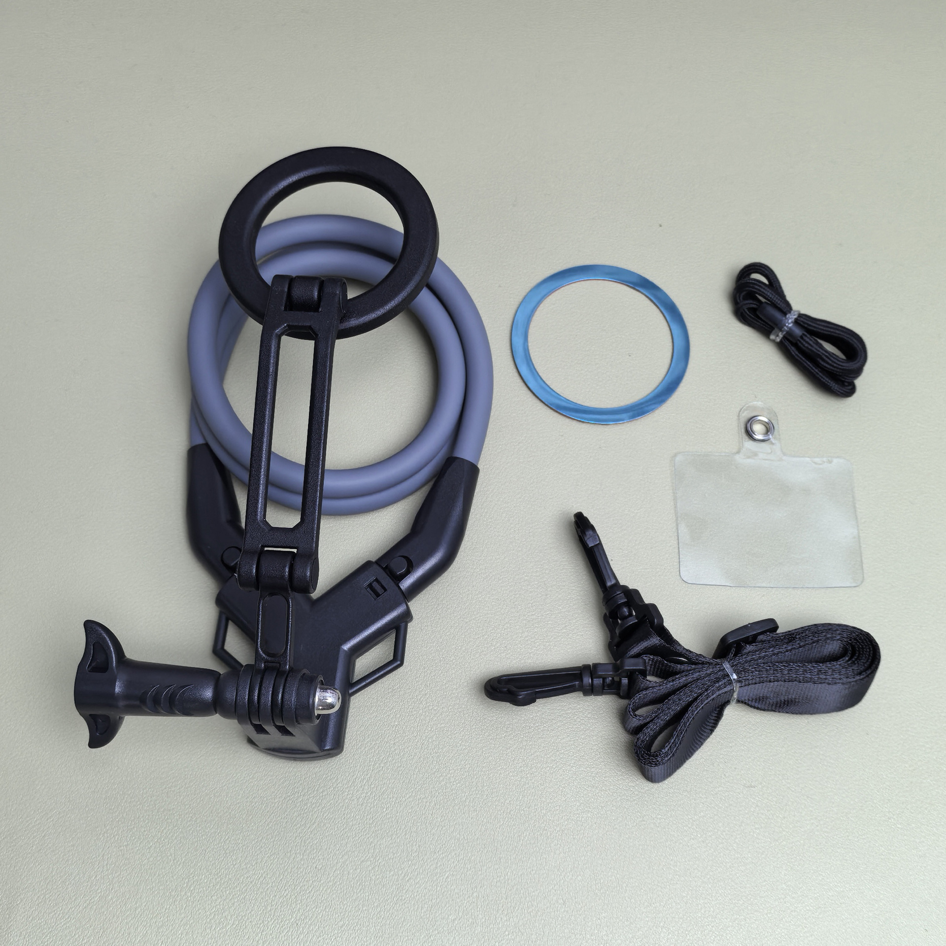 首掛け式スマホホルダー、1秒でスマホの横向き・縦向き撮影切り替え可能、怠け者用スタンド、スポーツカメラ用シリコン製汎用スタンド