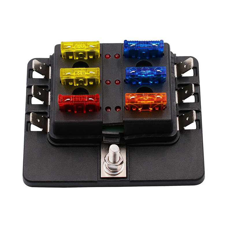 6路单正极保险丝盒 6路带灯保险盒 PC接线端子款 适用中号插片 MP