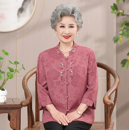 Бабушка летняя рубашка 2024 новая рубашка женщина среднего и пожилого возраста мама лето в китайском стиле